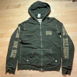 True Religion Olive Green Zip-Up Hoodie